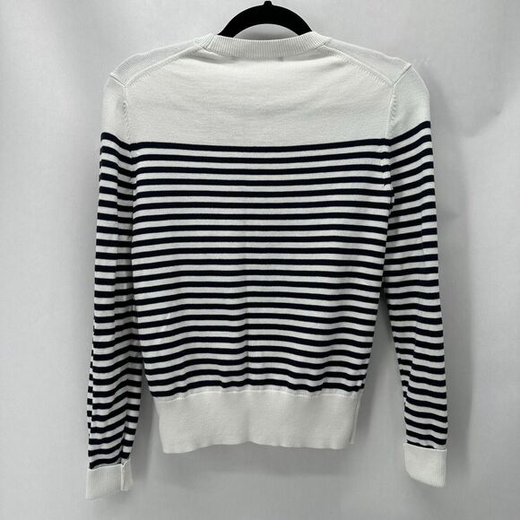 Brooks Brothers 3D Poppy‎ Sweater White Navy Striped Size XS Yacht Preppy Boho - Picture 6 of 10